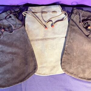 Vintage, Rare Gucci Brown and Tan Suede Dust Bags Trio